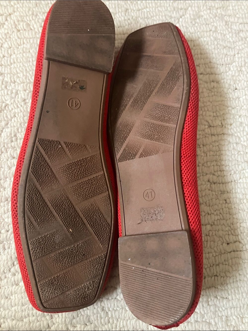 Women’s Red Knit Square Toe Mary Jane Flats Size 41 (10/10.5) - Picture 6 of 8